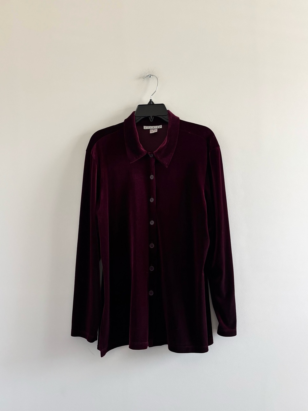 VTG Tiramisu Button Up Top Burgundy Velvet Womens L Grunge Gothic Whimsigoth USA